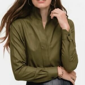 Womens Sarah Alexandra Green Cotton Blouse Size 6 EUC!